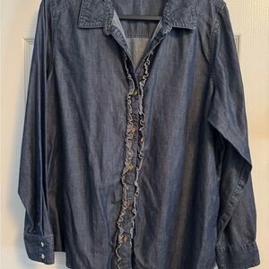 Jones New York Dark Blue Button Down Shirt